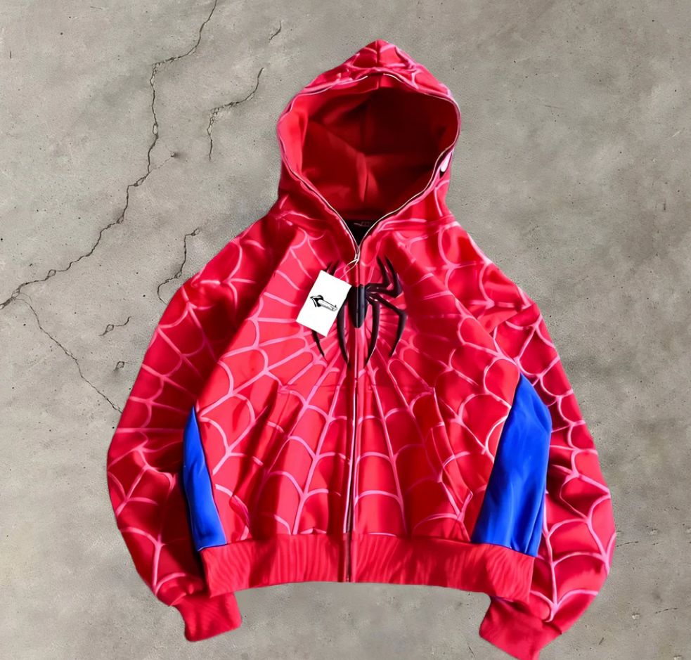 Spidey Society OG Red Zip - Up Jacket – Urban Streetwear with Superhero Swagger - wildbeast