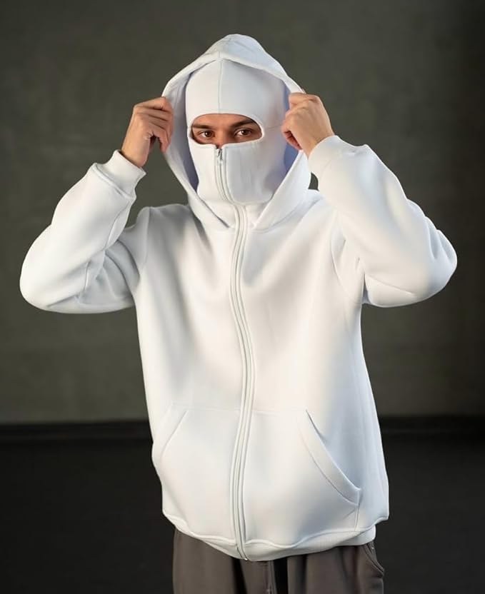 Oversized Streetwear Hoodie with Balaclava – Back View