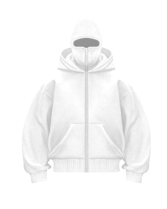 White Balaclava Zipper Hoodie – Stylish & Functional Streetwear by XOVRA